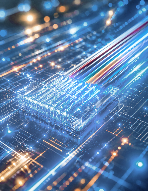 Close-up of fiber array unit with INGENERIC microlens arrays for efficient optical data communication.